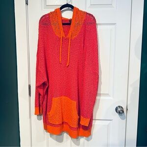 Torrid Cozy Loose Knit Hooded Sweater - Pink and Orange size 3 (3XL)